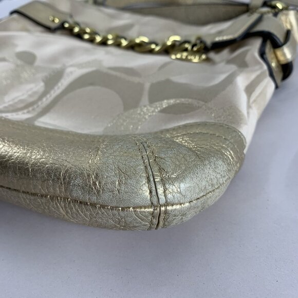 Coach Optic Metallic Signature Chain Crossbody Cream Gold Purse F19820 Hang Tag - Picture 8 of 16